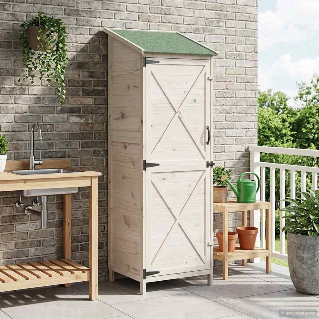 vidaXL Shed ogrodowy Biały 59,5 x 56 x 176,5 cm Drewno Świerkowe