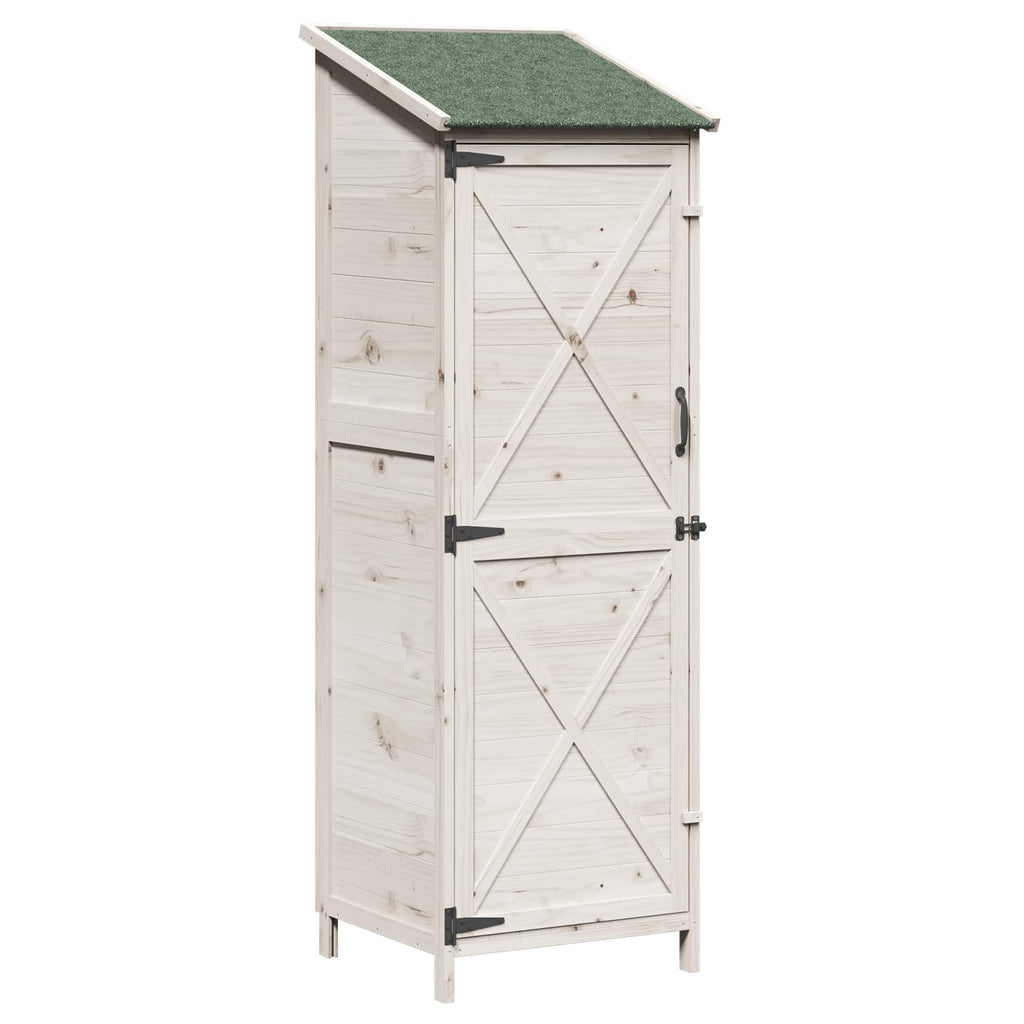vidaXL Shed ogrodowy Biały 59,5 x 56 x 176,5 cm Drewno Świerkowe