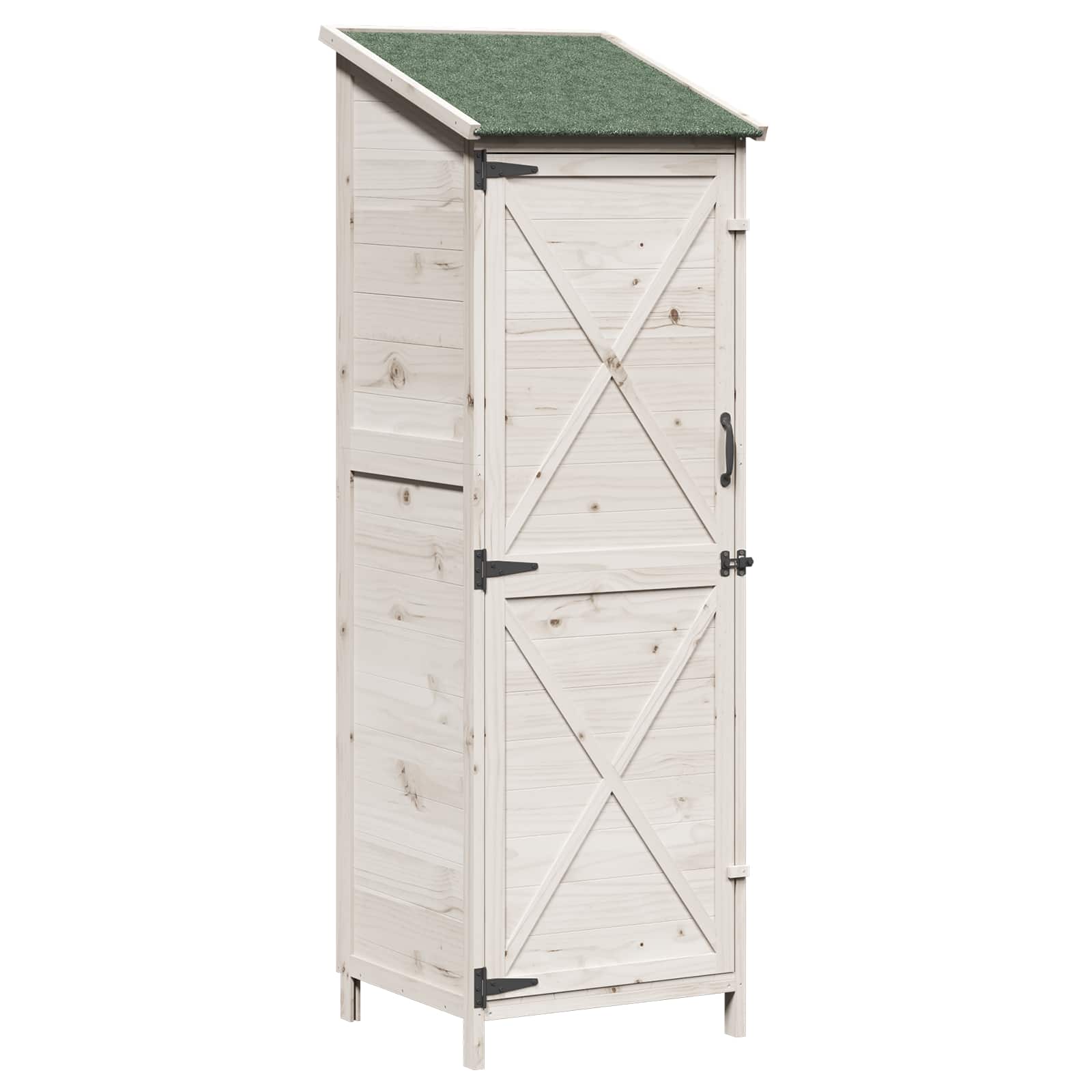 vidaXL Shed ogrodowy Biały 59,5 x 56 x 176,5 cm Drewno Świerkowe