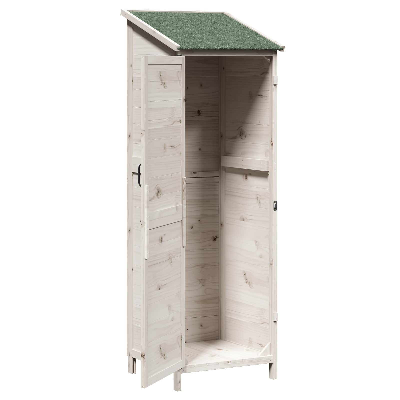 vidaXL Shed ogrodowy Biały 59,5 x 56 x 176,5 cm Drewno Świerkowe
