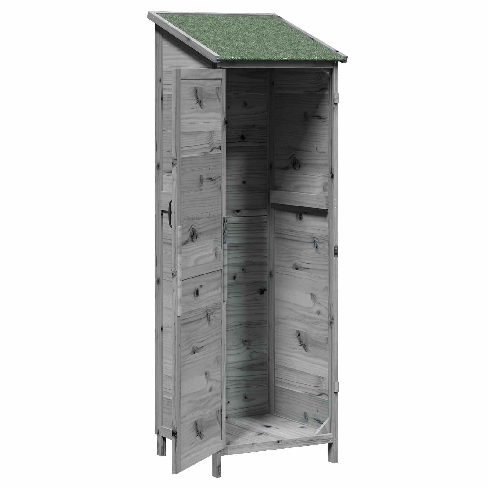 vidaXL Shed ogrodowy Szary 59,5 x 56 x 176,5 cm Drewno Świerkowe