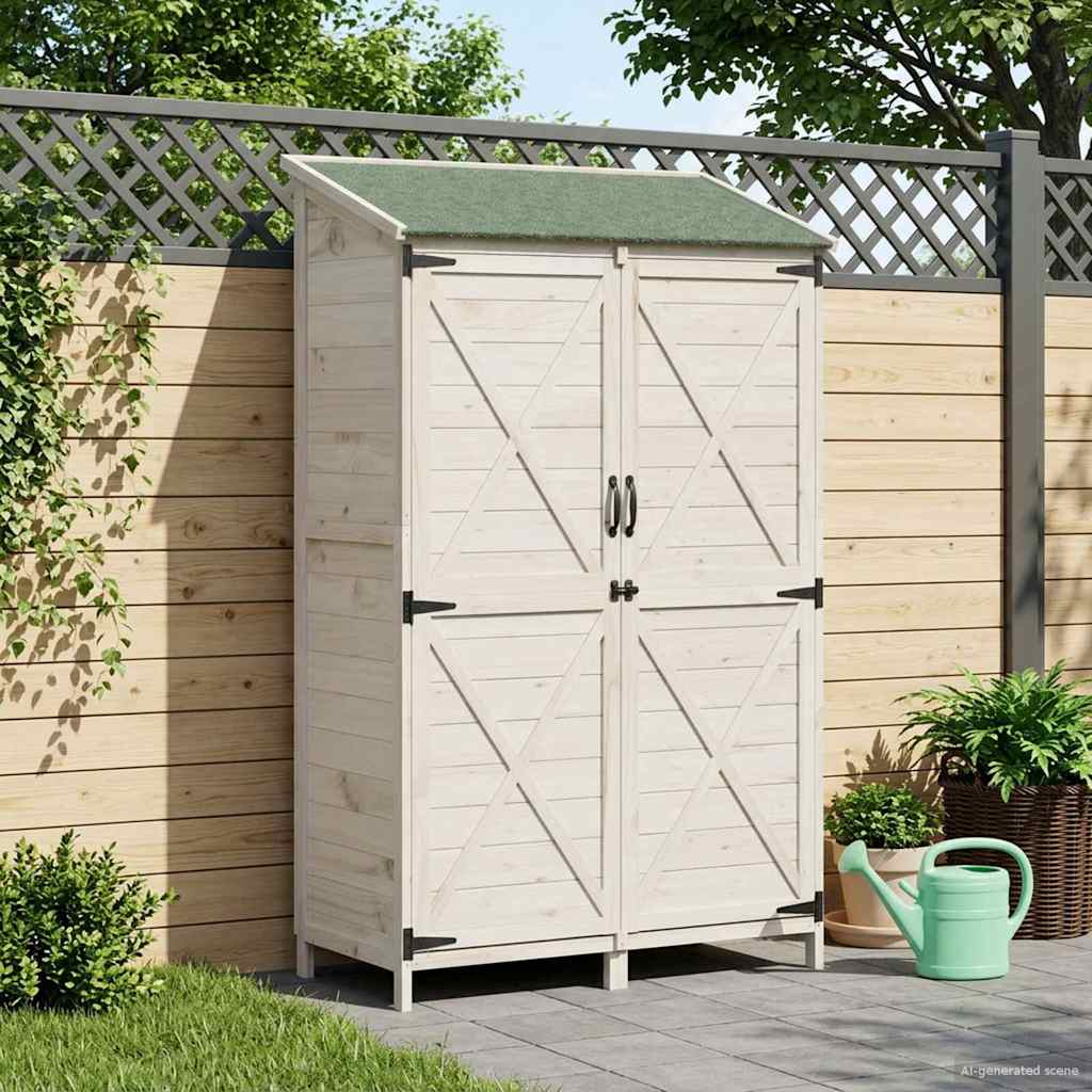vidaXL Shed ogrodowy Biały 106 x 56 x 176,5 cm Drewno Świerkowe