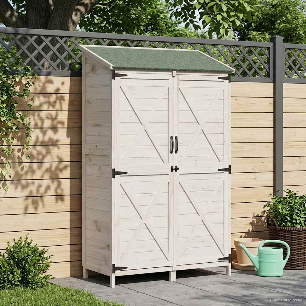 vidaXL Shed ogrodowy Biały 106 x 56 x 176,5 cm Drewno Świerkowe