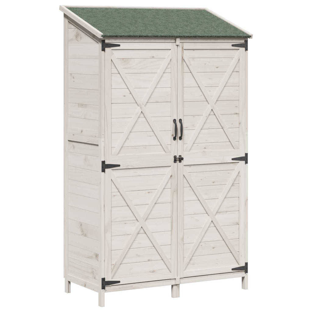 vidaXL Shed ogrodowy Biały 106 x 56 x 176,5 cm Drewno Świerkowe