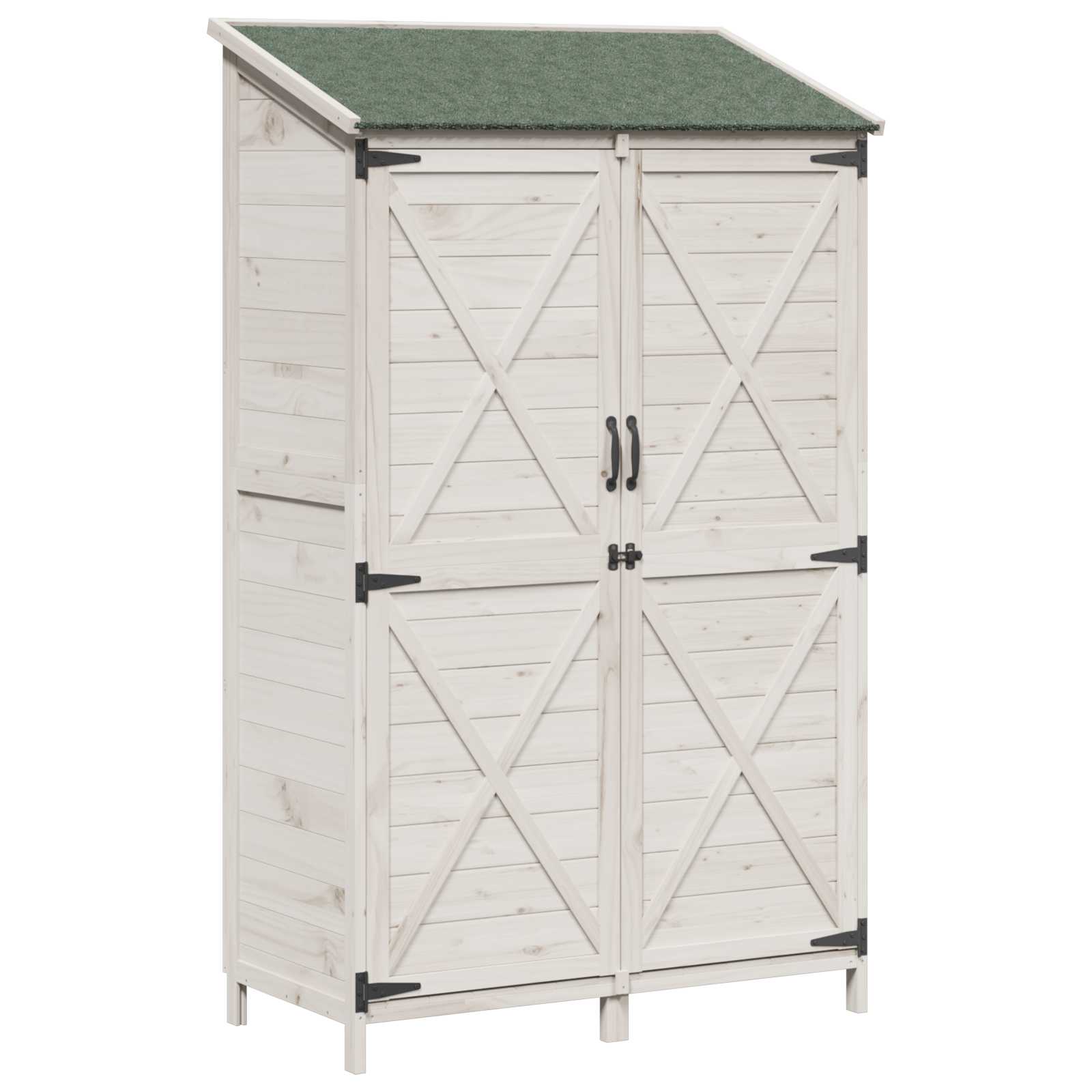vidaXL Shed ogrodowy Biały 106 x 56 x 176,5 cm Drewno Świerkowe