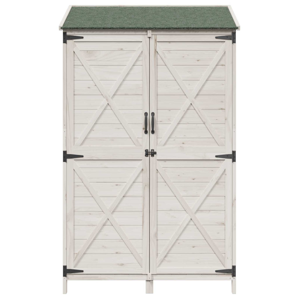 vidaXL Shed ogrodowy Biały 106 x 56 x 176,5 cm Drewno Świerkowe