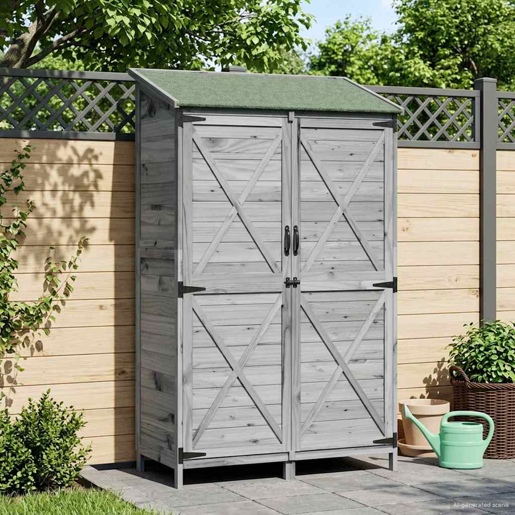 vidaXL Shed ogrodowy Szary 106 x 56 x 176,5 cm Drewno Świerkowe