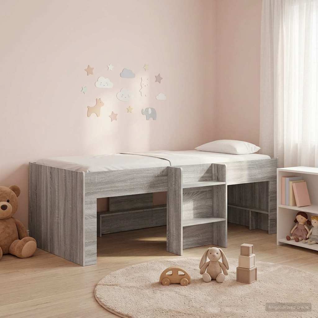 vidaXL Łóżko piętrowe dla dzieci 2 pcs Szary Sonoma