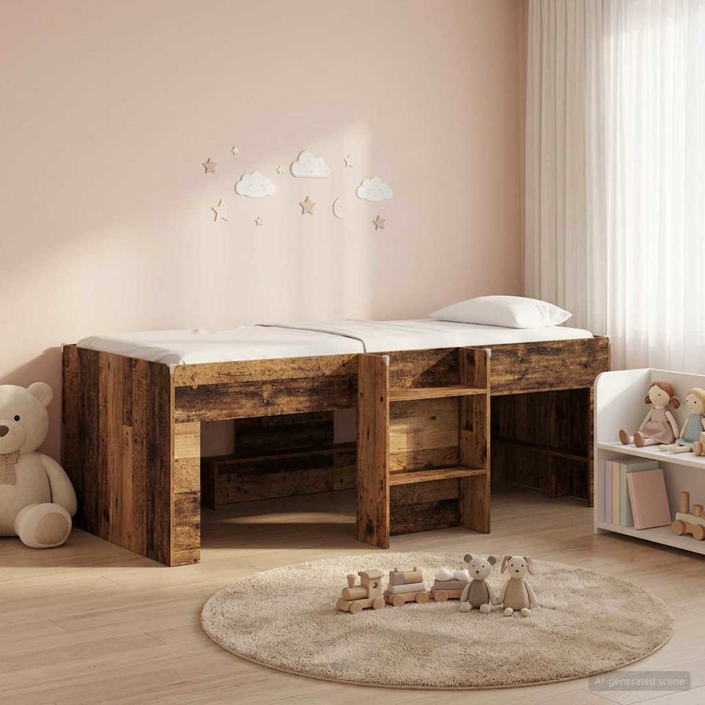 vidaXL Łóżko piętrowe dla dzieci 2 pcs Stare drewno
