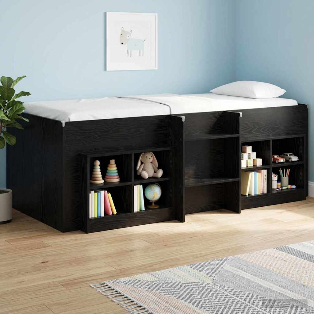vidaXL Łóżko piętrowe dla dzieci 2 pcs Czarny dąb 90 x 200 cm