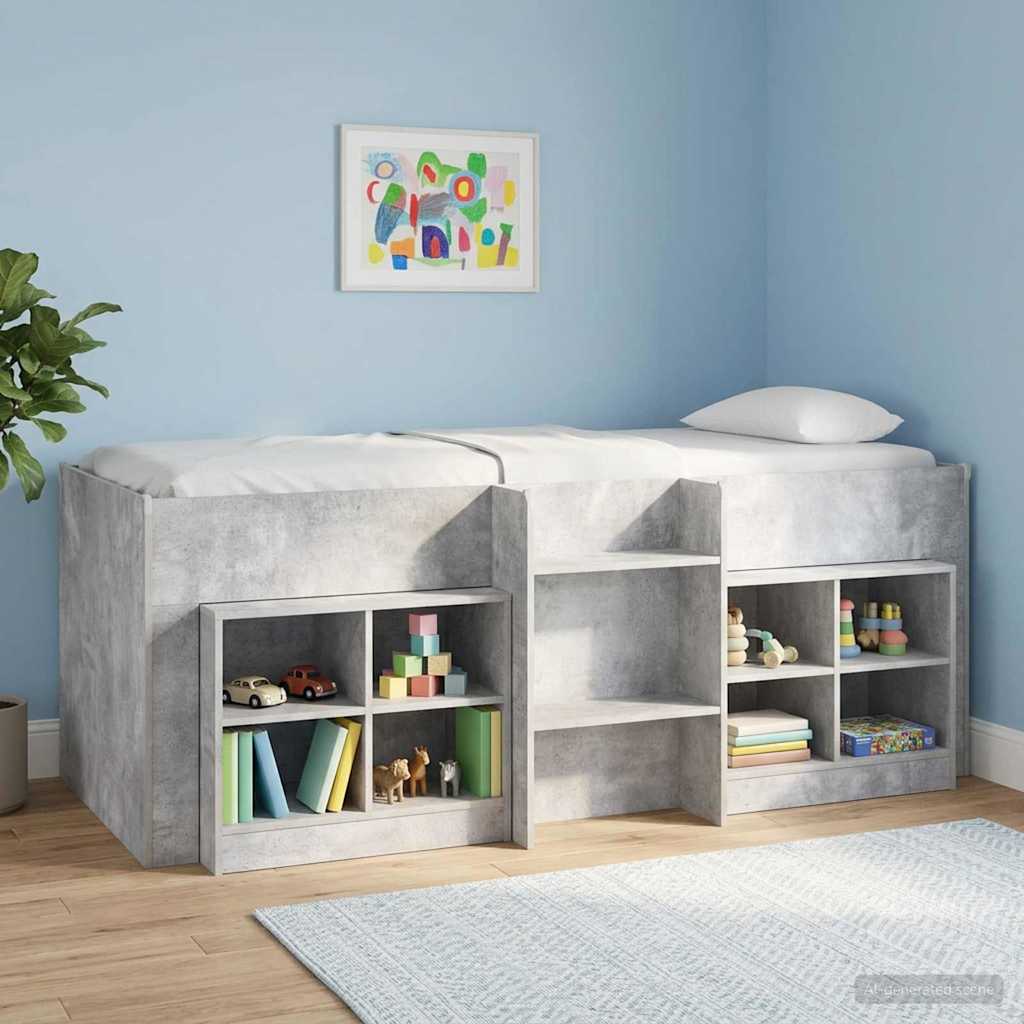vidaXL Łóżko piętrowe dla dzieci 2 pcs Betonowy szary 90 x 200 cm