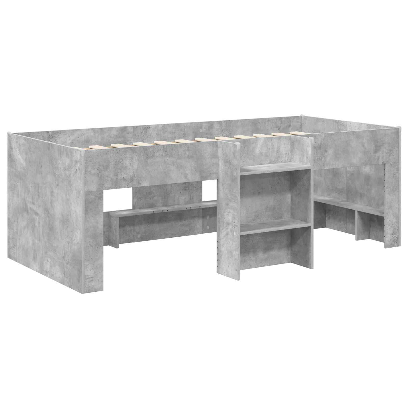 vidaXL Łóżko piętrowe dla dzieci 2 pcs Betonowy szary 90 x 200 cm