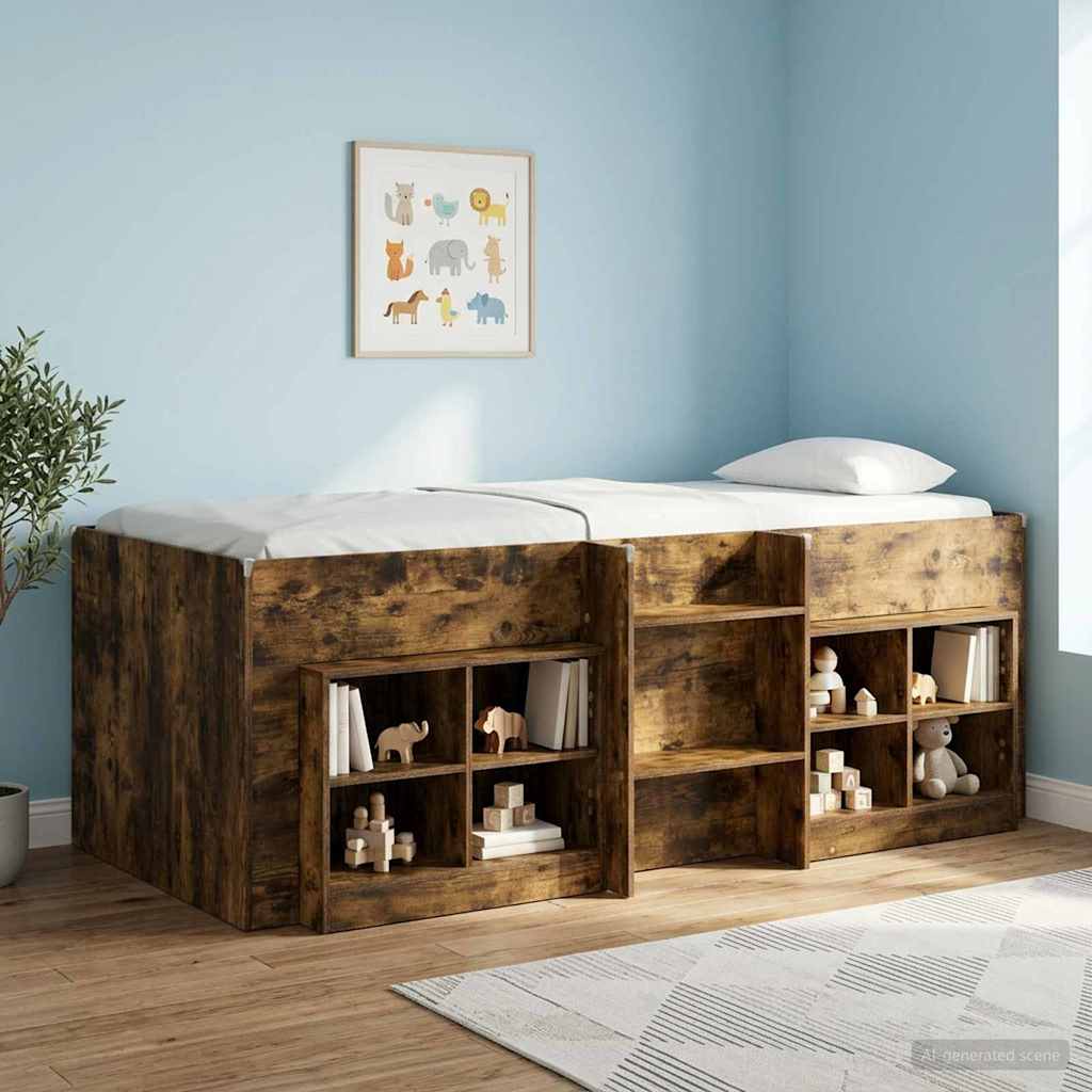 vidaXL Łóżko piętrowe dla dzieci 2 pcs Dąb wędzony 90 x 200 cm