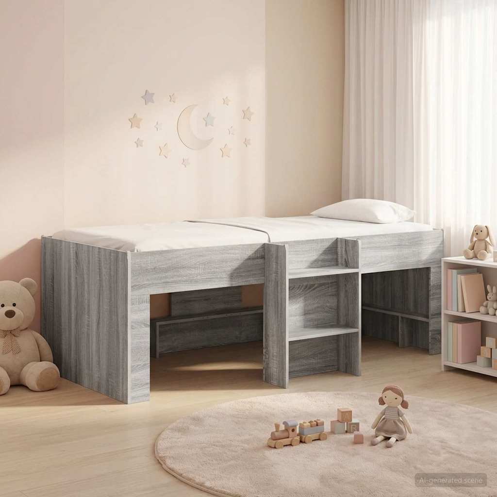 vidaXL Łóżko piętrowe dla dzieci 2 pcs Szary Sonoma 90 x 200 cm