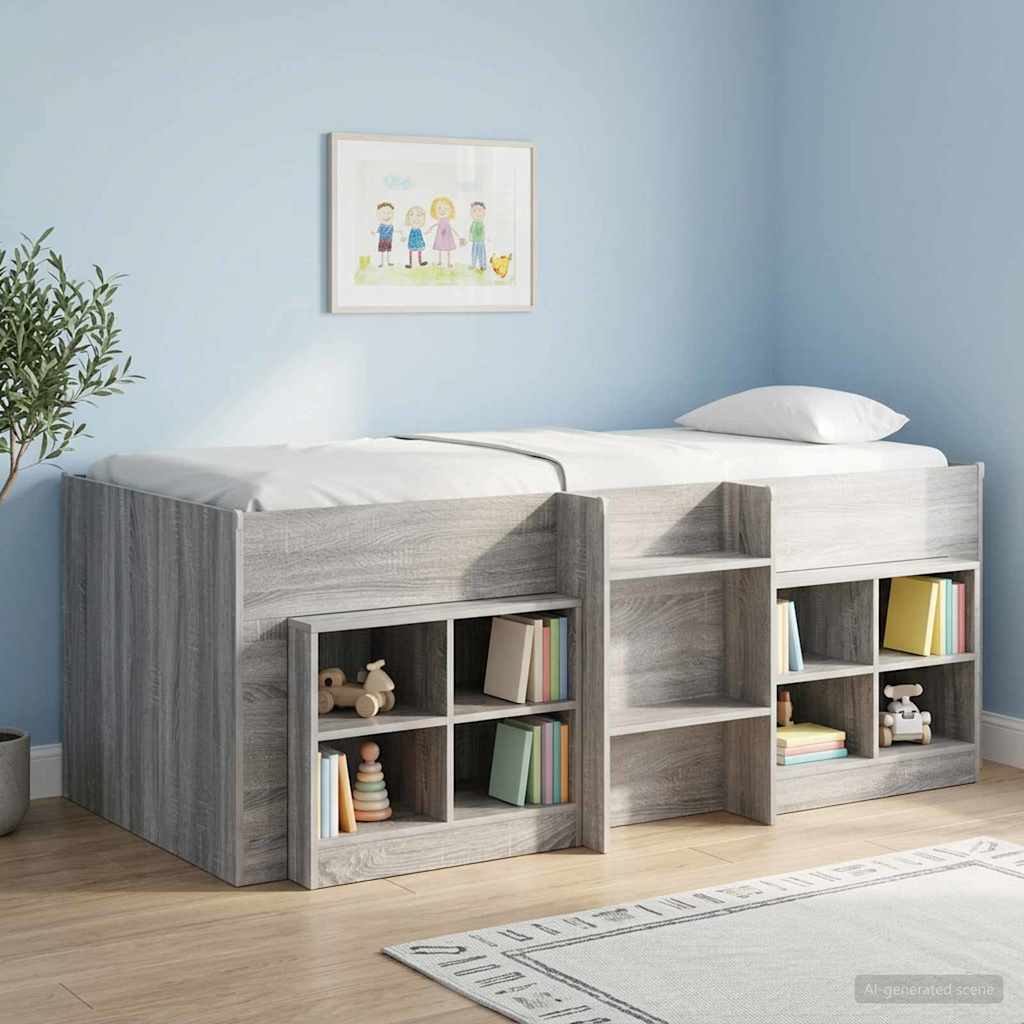 vidaXL Łóżko piętrowe dla dzieci 2 pcs Szary Sonoma 90 x 200 cm