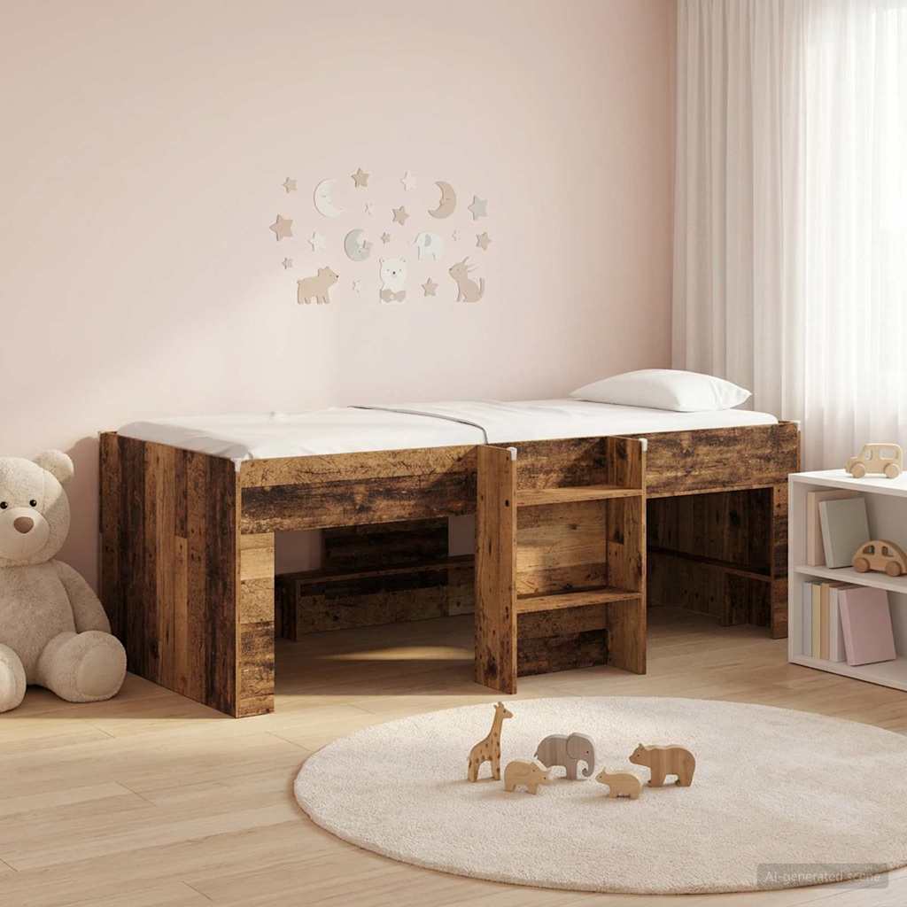 vidaXL Łóżko piętrowe dla dzieci 2 pcs stare drewno 90 x 200 cm