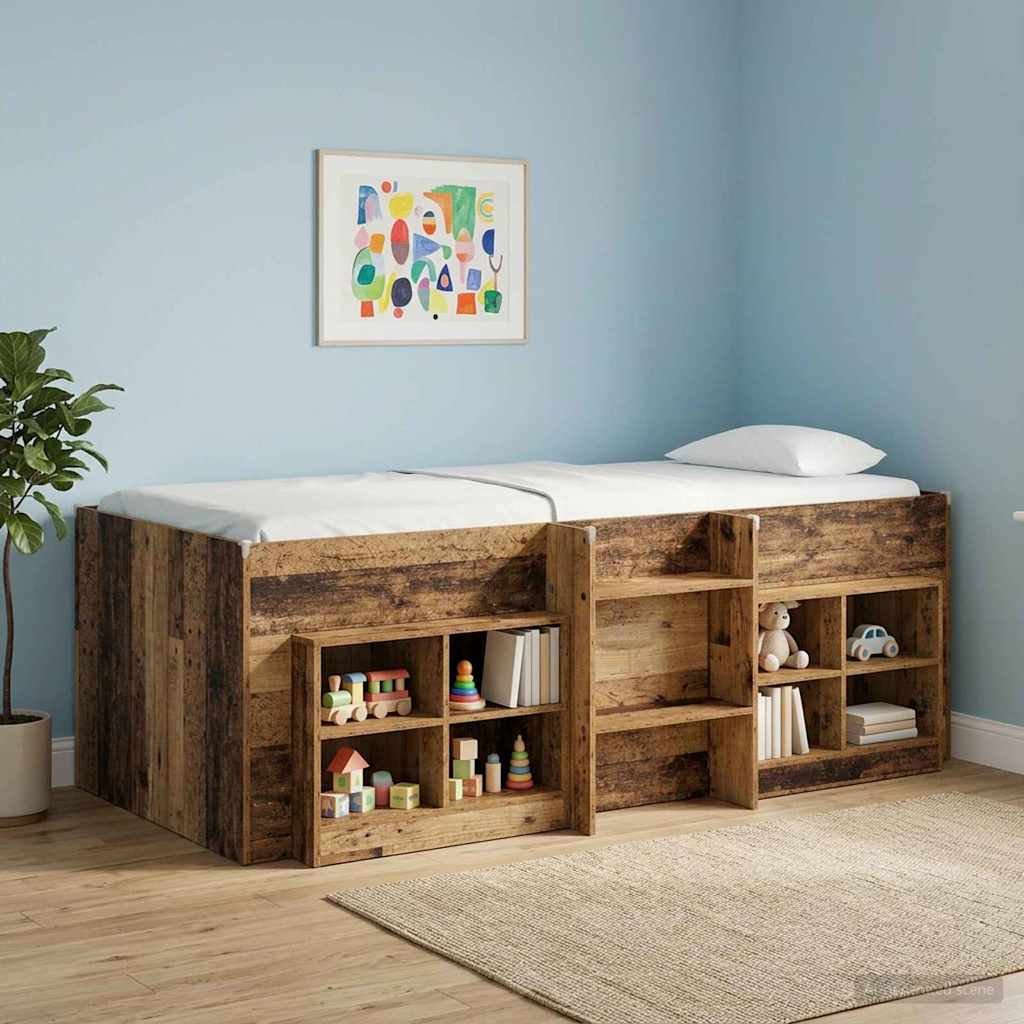 vidaXL Łóżko piętrowe dla dzieci 2 pcs stare drewno 90 x 200 cm
