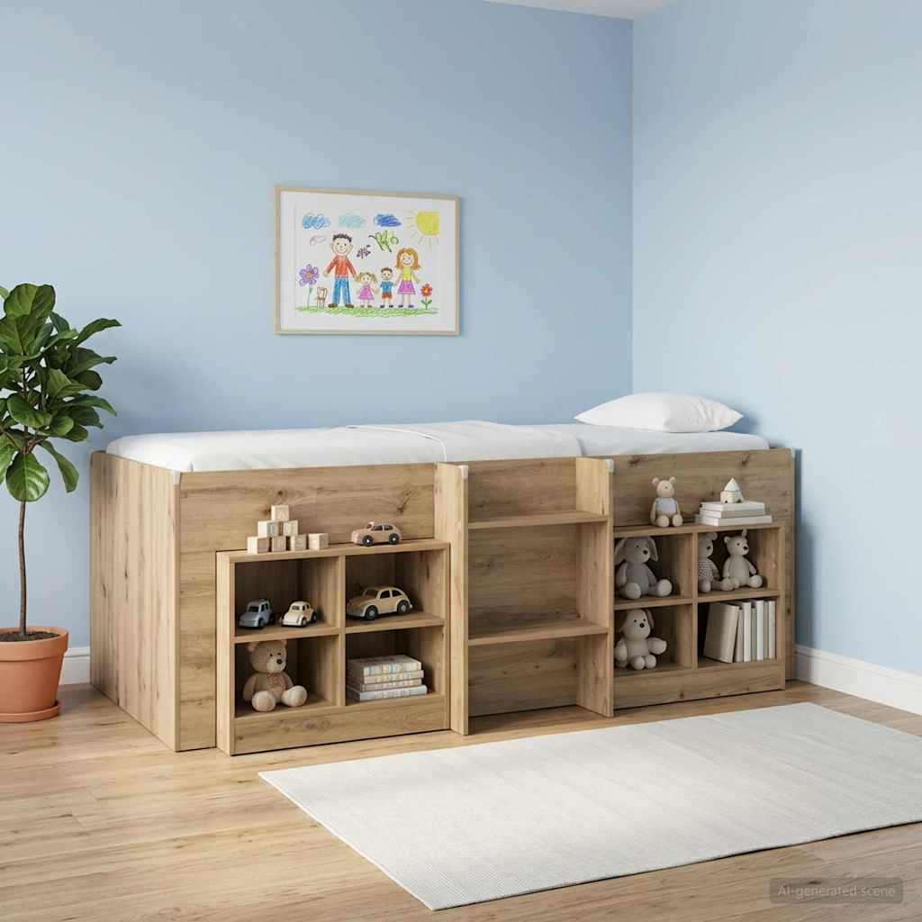 vidaXL Łóżko piętrowe dla dzieci 2 pcs Dąb artisan 90 x 200 cm