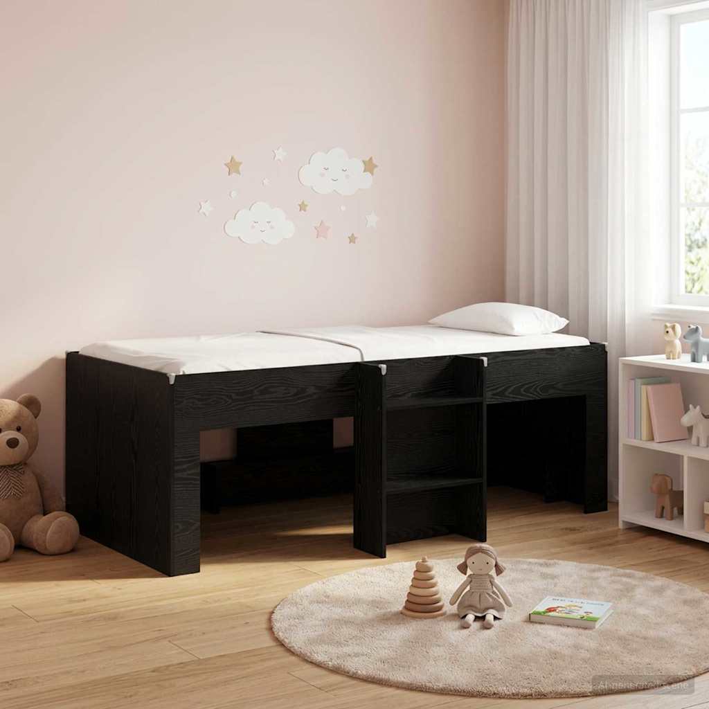 vidaXL Łóżko piętrowe dla dzieci 2 pcs Czarny dąb 98,5 x 200 cm