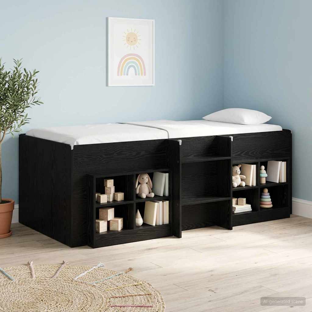 vidaXL Łóżko piętrowe dla dzieci 2 pcs Czarny dąb 98,5 x 200 cm