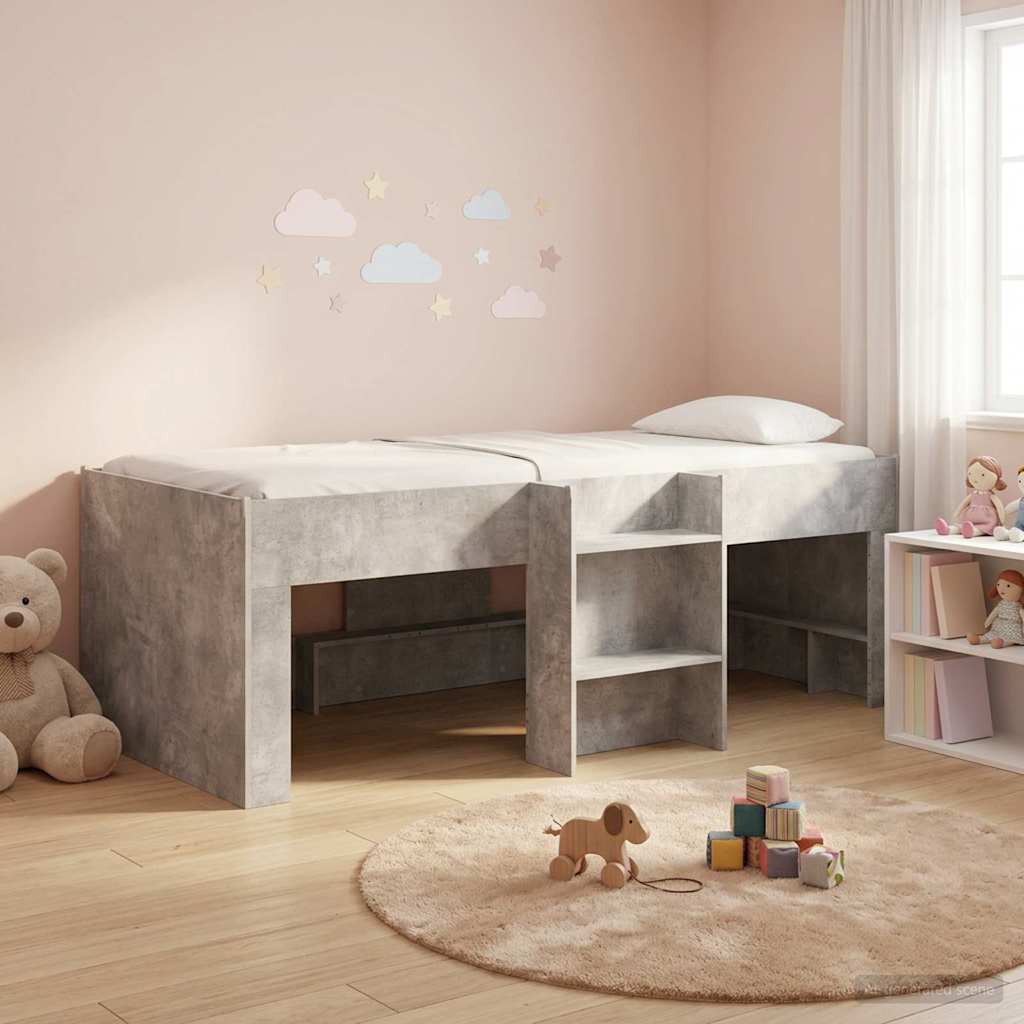 vidaXL Łóżko piętrowe dla dzieci 2 pcs Betonowy szary 98,5 x 200 cm