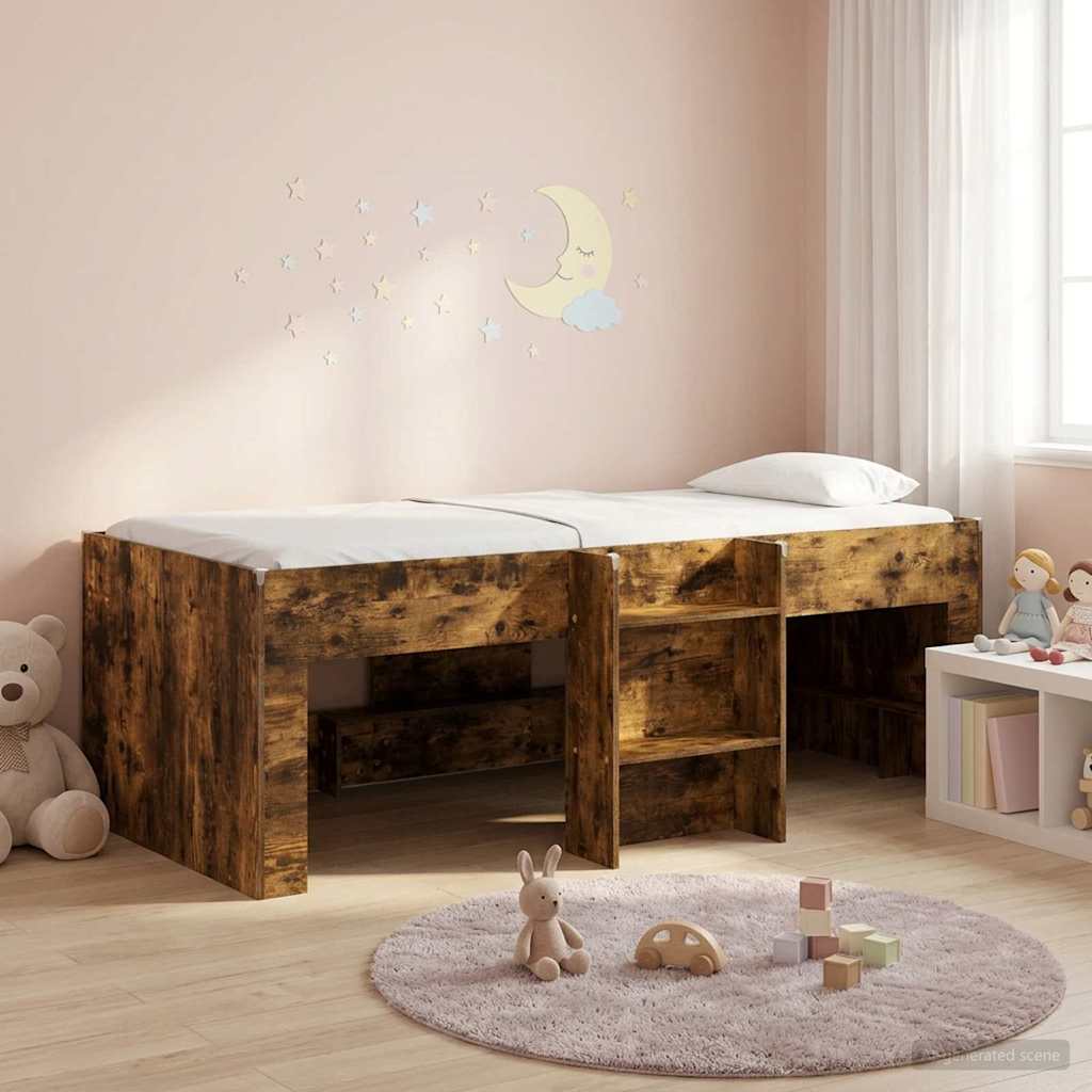vidaXL Łóżko piętrowe dla dzieci 2 pcs Dąb wędzony 98,5 x 200 cm