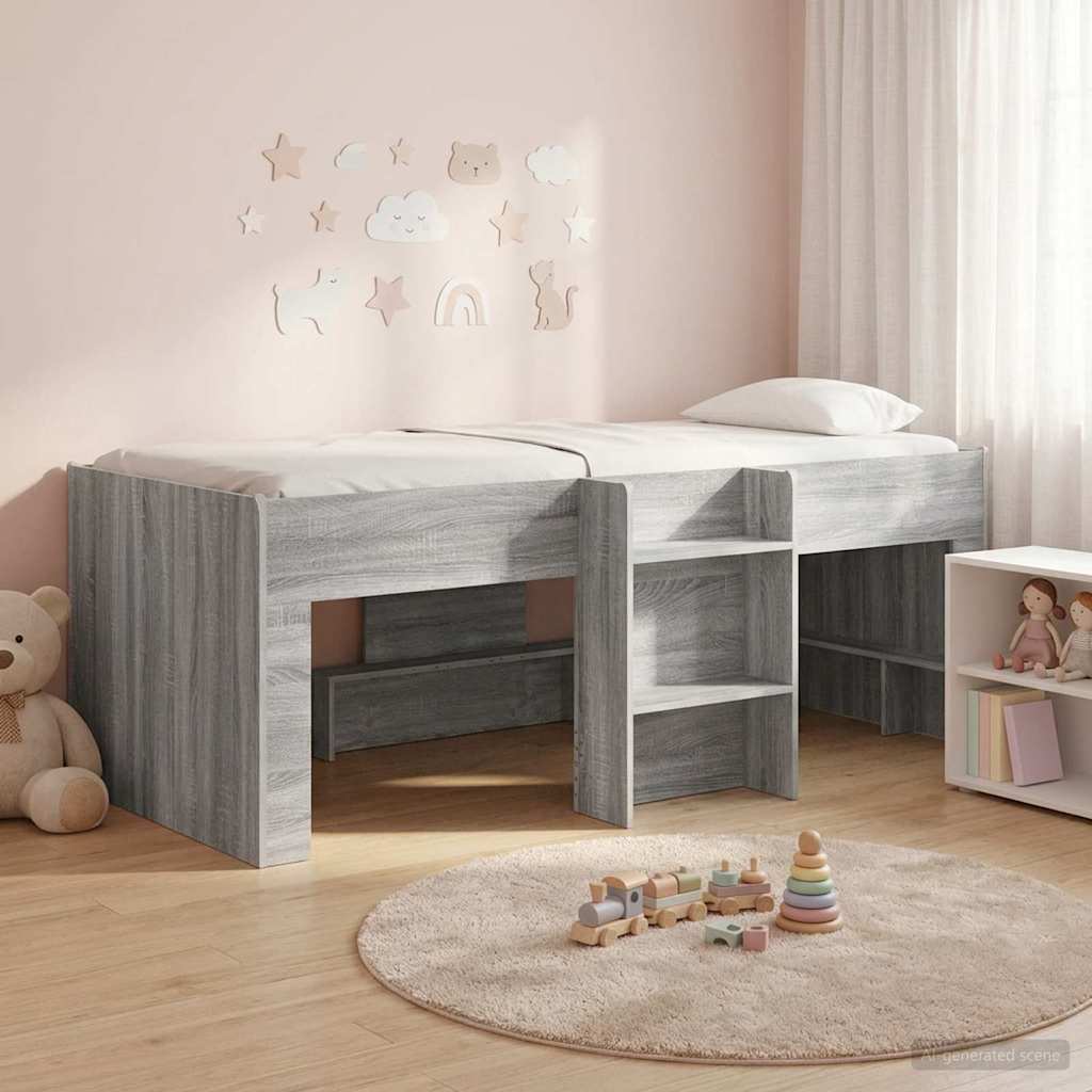 vidaXL Łóżko piętrowe dla dzieci 2 pcs Szary Sonoma 98,5 x 200 cm