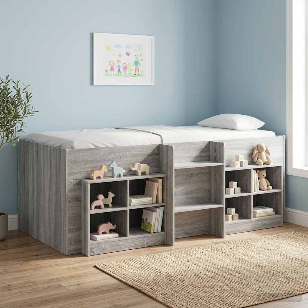 vidaXL Łóżko piętrowe dla dzieci 2 pcs Szary Sonoma 98,5 x 200 cm