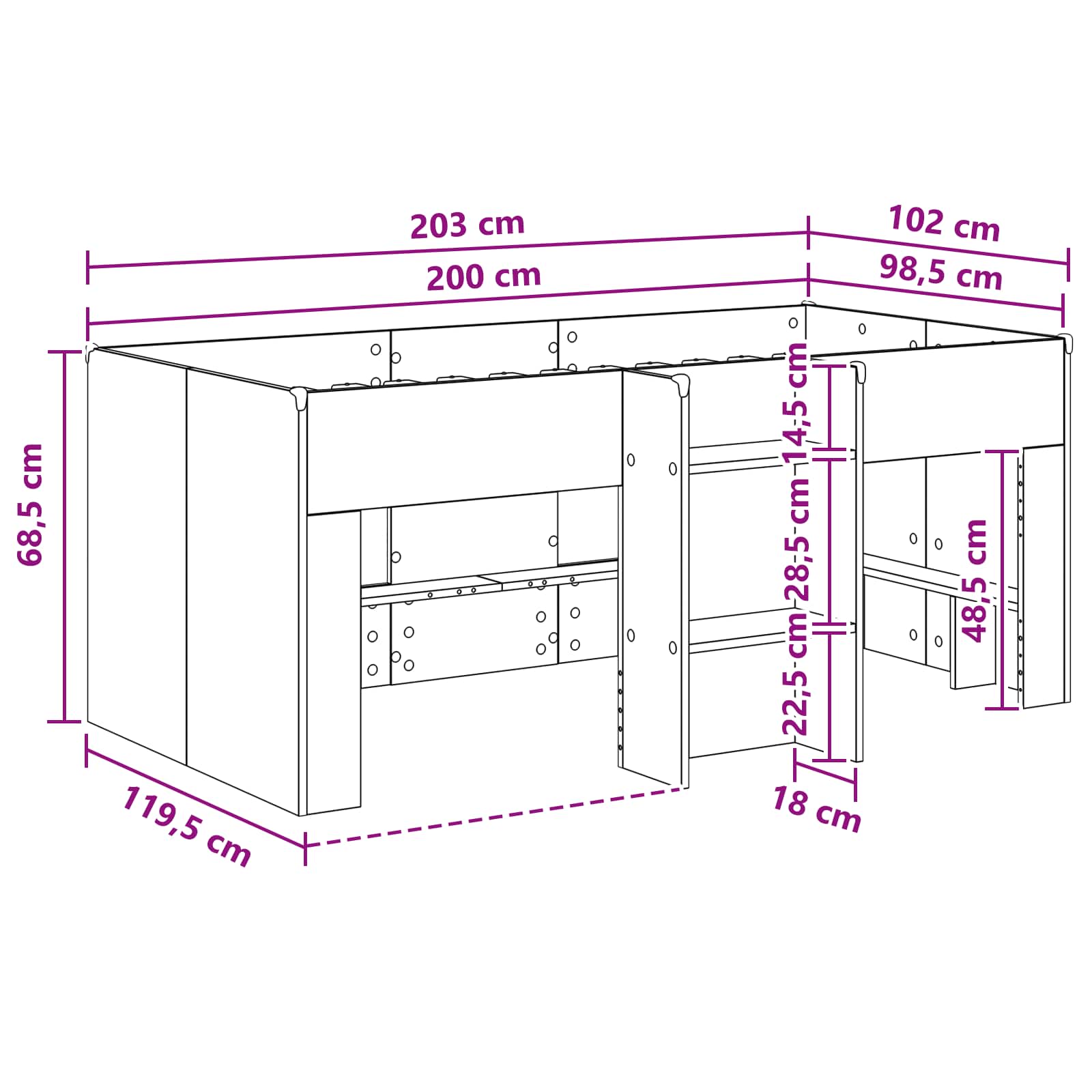 vidaXL Łóżko piętrowe dla dzieci 2 pcs stare drewno 98,5 x 200 cm