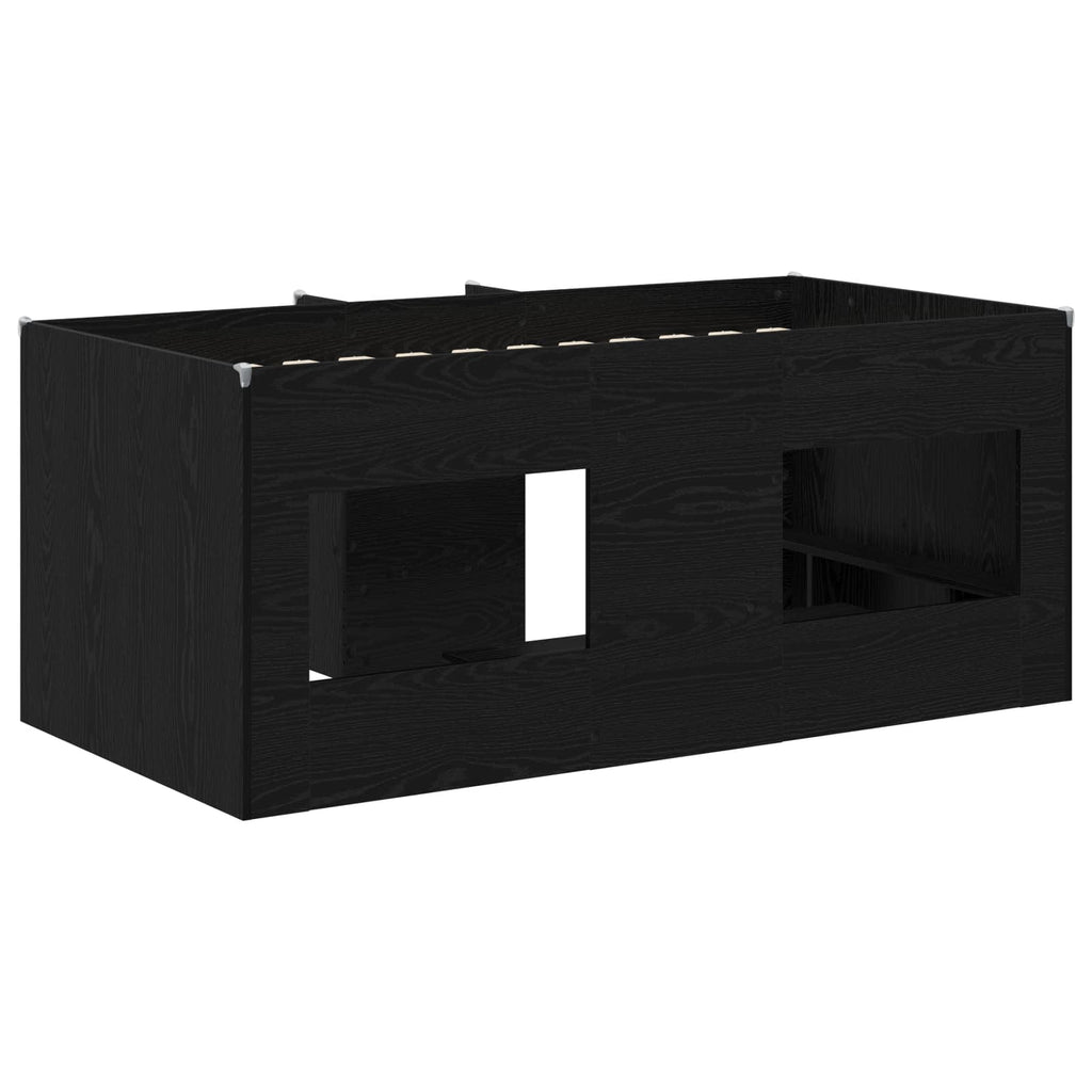 vidaXL Łóżko piętrowe dla dzieci 2 pcs Czarny dąb Drewno inżynieryjne