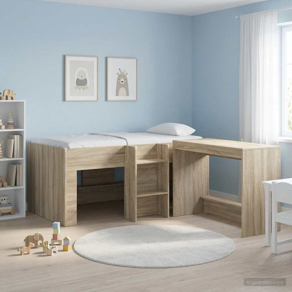 vidaXL Łóżko piętrowe dla dzieci 2 pcs Sonoma 163 x 101,1 x 68,5 cm