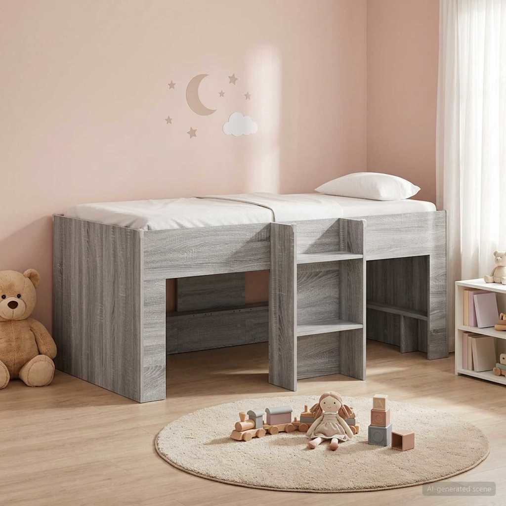 vidaXL Łóżko piętrowe dla dzieci 2 pcs Szary Sonoma
