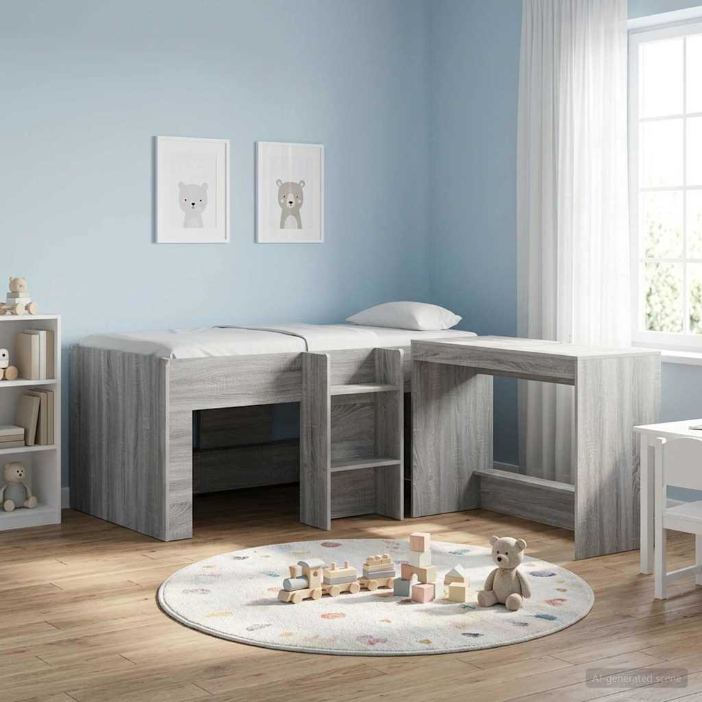 vidaXL Łóżko piętrowe dla dzieci 2 pcs Szary Sonoma