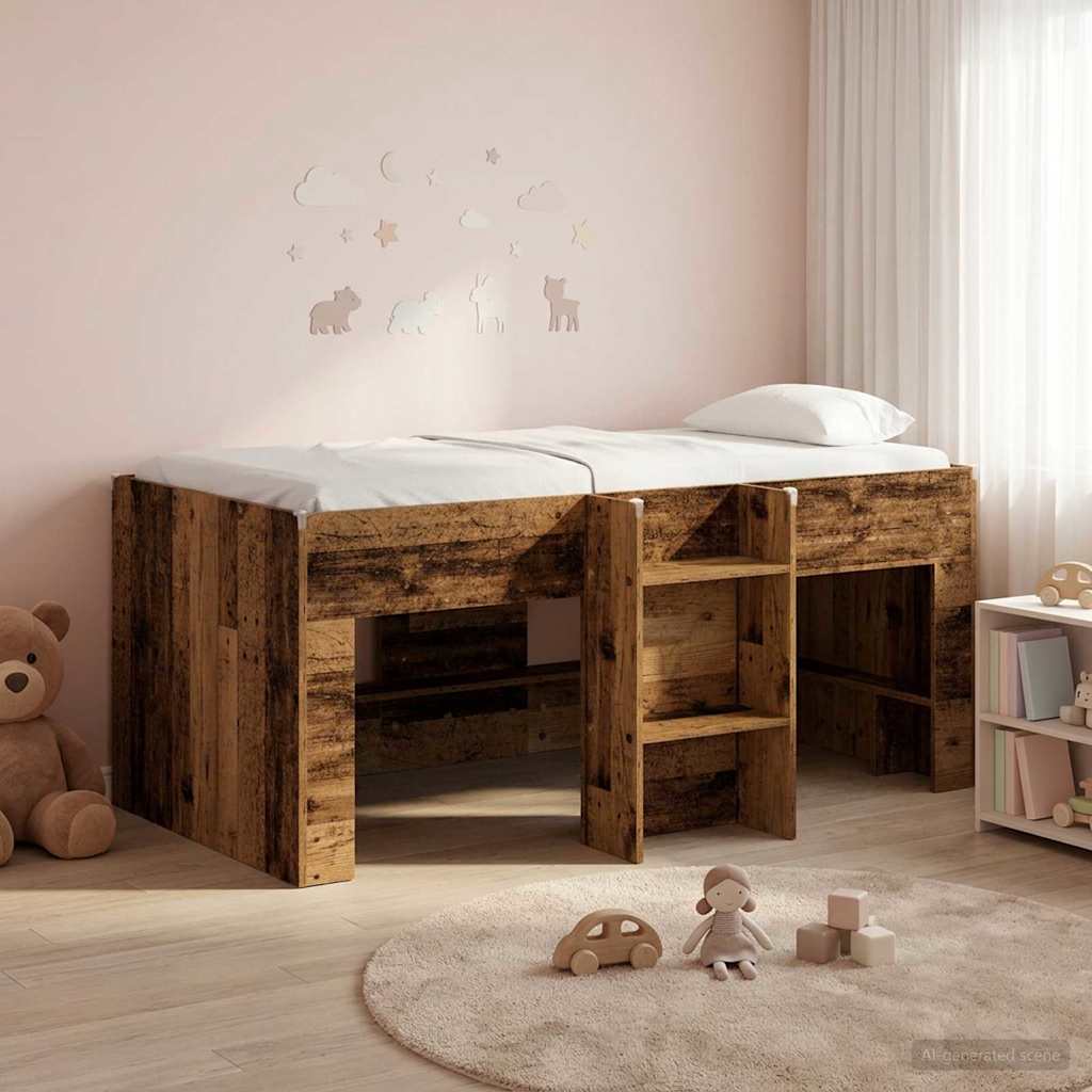 vidaXL Łóżko piętrowe dla dzieci 2 pcs Stare drewno