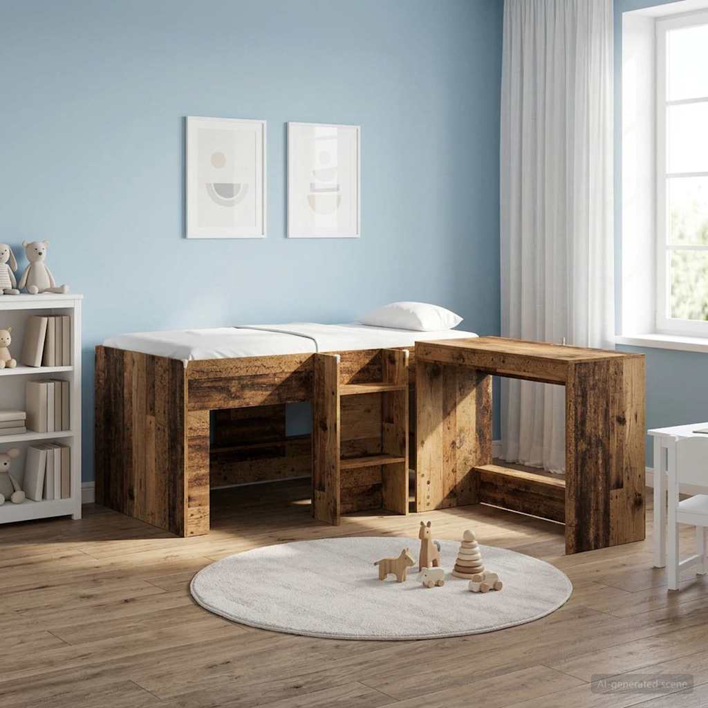 vidaXL Łóżko piętrowe dla dzieci 2 pcs Stare drewno