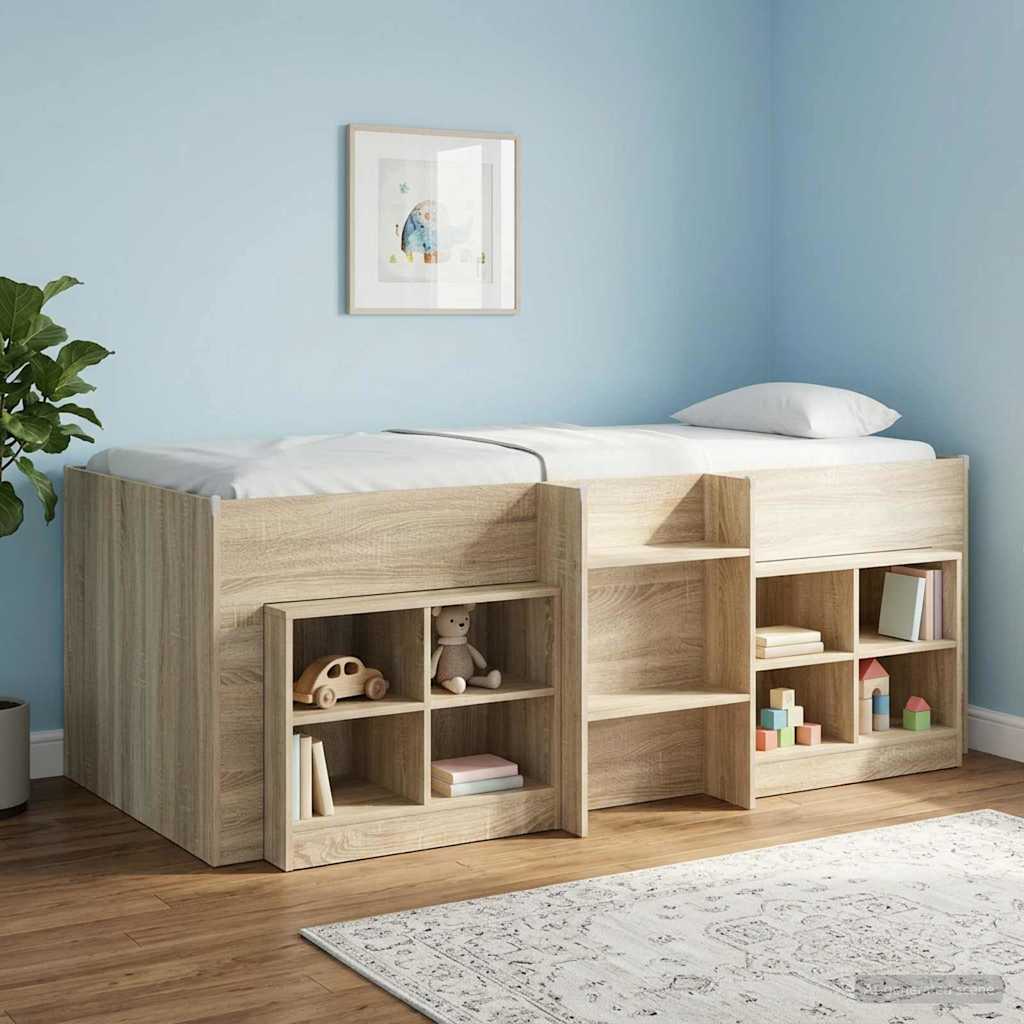 vidaXL Łóżko piętrowe dla dzieci 2 pcs dąb Sonoma 90 x 190 cm