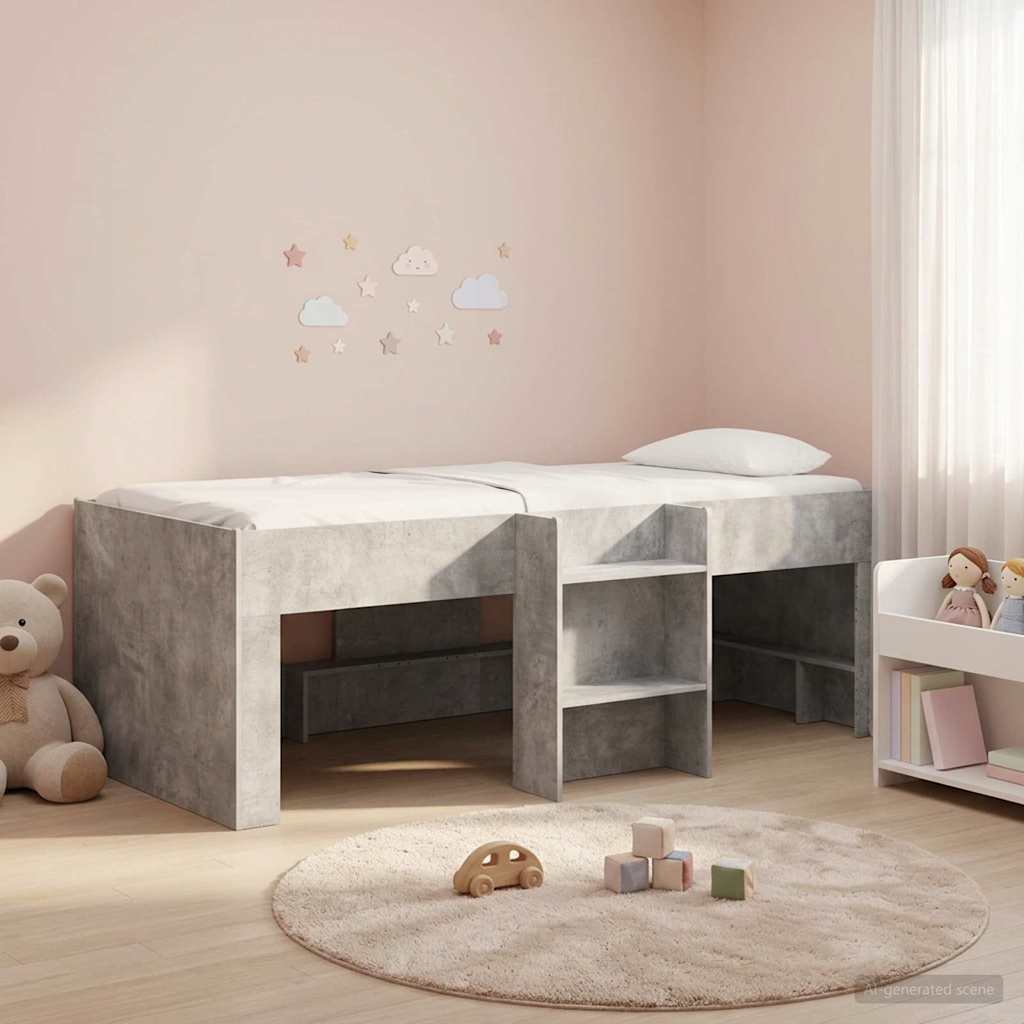 vidaXL Łóżko piętrowe dla dzieci 2 pcs Betonowy szary 90 x 190 cm