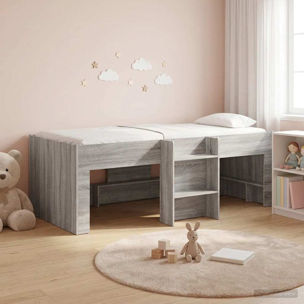 vidaXL Łóżko piętrowe dla dzieci 2 pcs Szary Sonoma 90 x 190 cm
