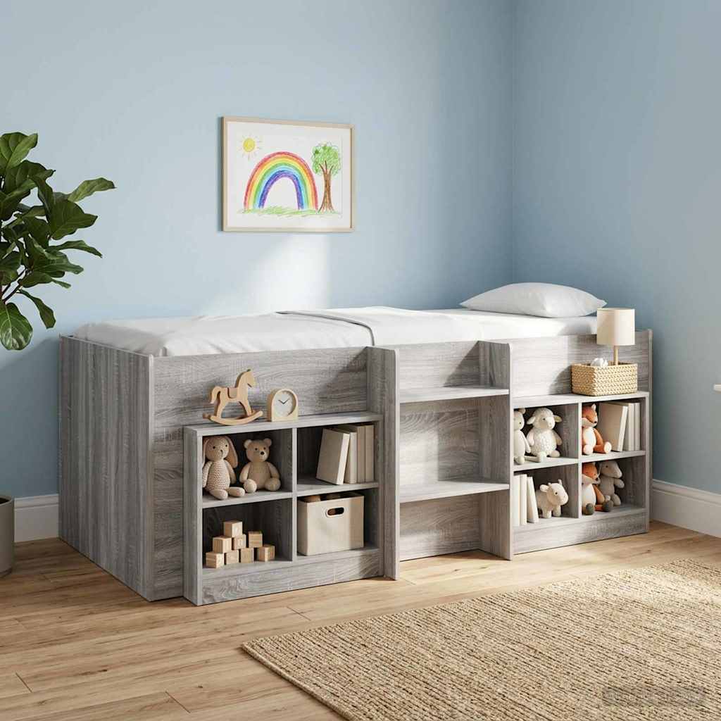 vidaXL Łóżko piętrowe dla dzieci 2 pcs Szary Sonoma 90 x 190 cm