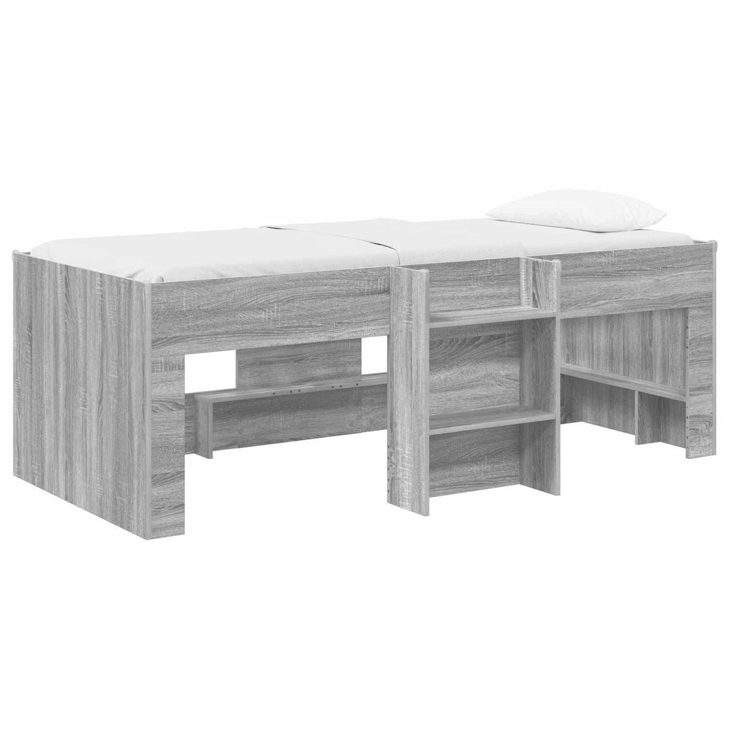 vidaXL Łóżko piętrowe dla dzieci 2 pcs Szary Sonoma 90 x 190 cm