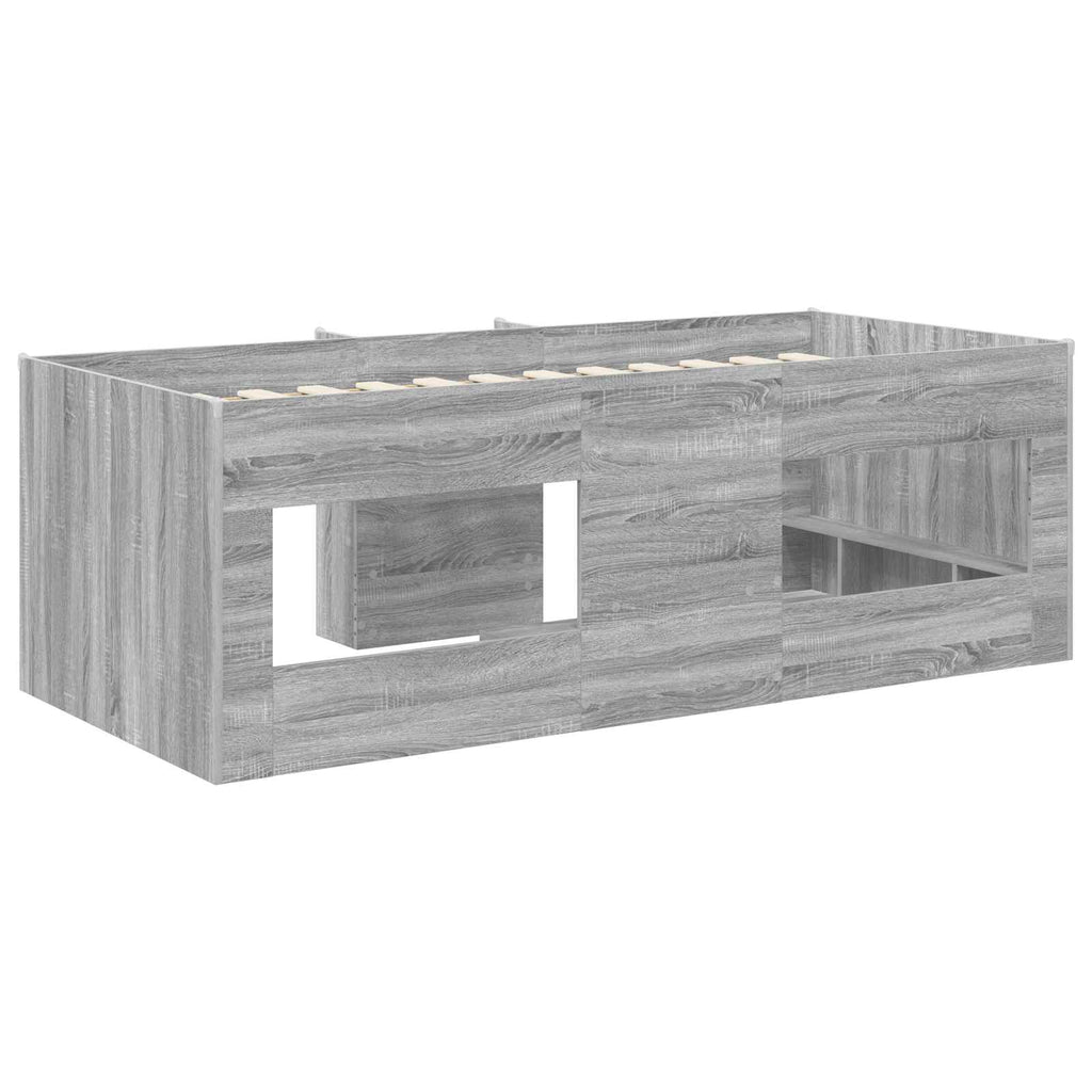 vidaXL Łóżko piętrowe dla dzieci 2 pcs Szary Sonoma 90 x 190 cm