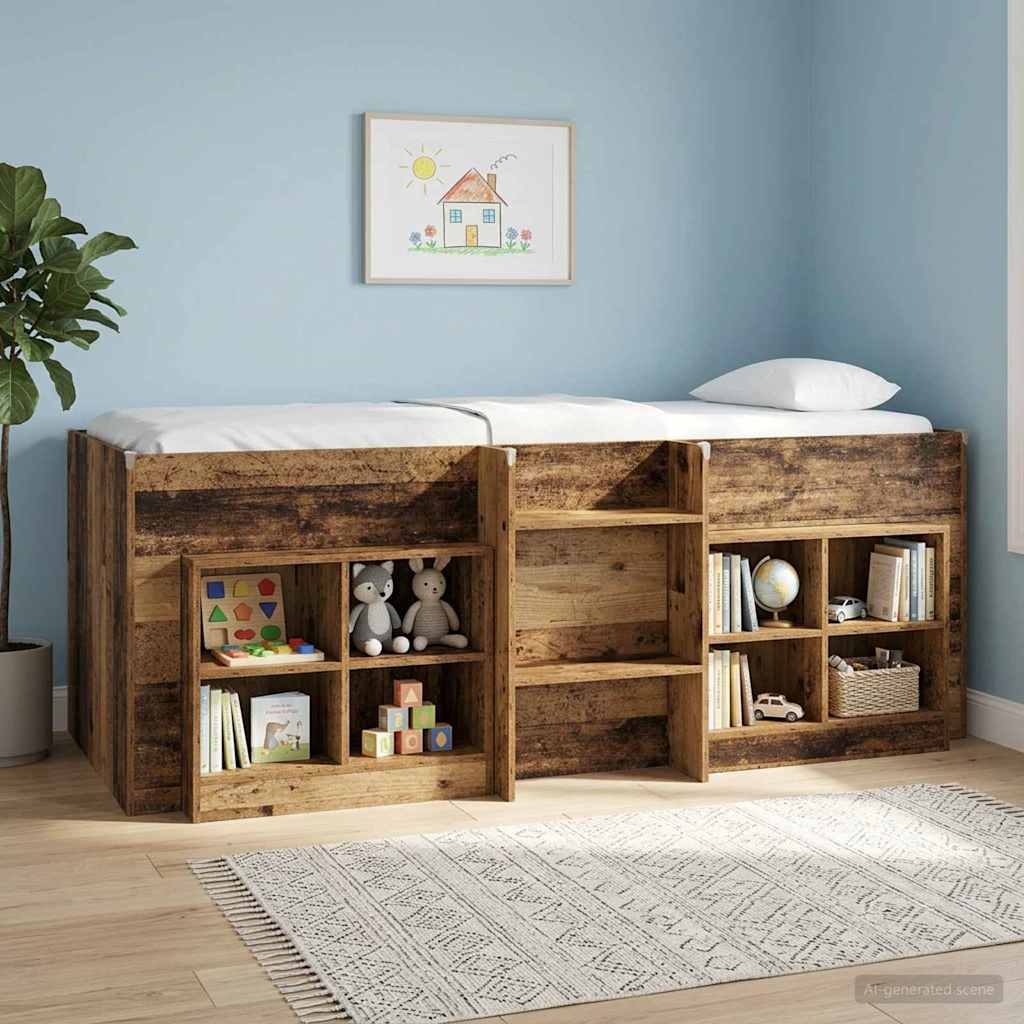 vidaXL Łóżko piętrowe dla dzieci 2 pcs stare drewno 90 x 190 cm