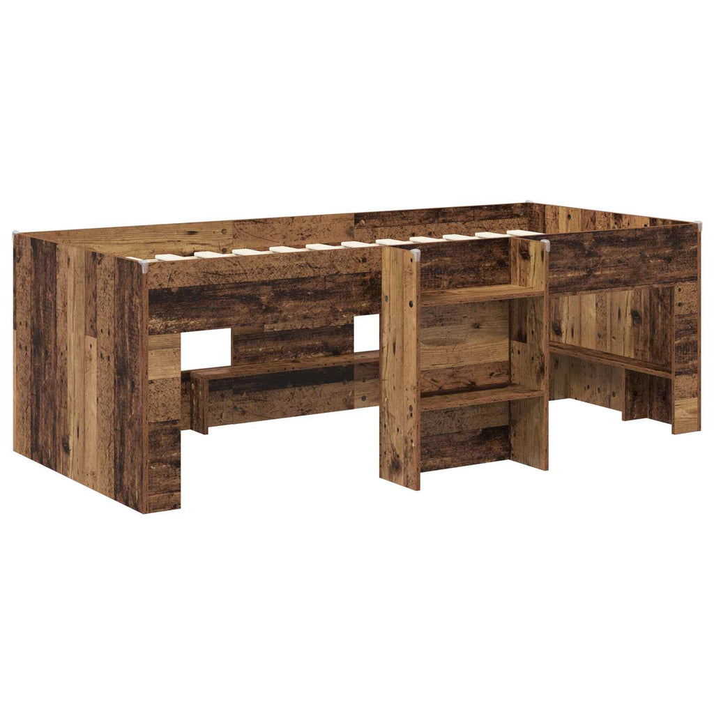 vidaXL Łóżko piętrowe dla dzieci 2 pcs stare drewno 90 x 190 cm