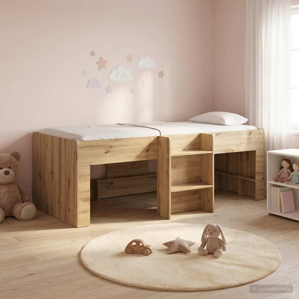 vidaXL Łóżko piętrowe dla dzieci 2 pcs Dąb artisan 90 x 190 cm