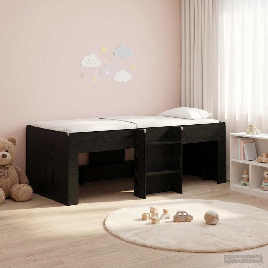 vidaXL Łóżko piętrowe dla dzieci 2 pcs Czarny dąb 193 x 96,1 x 68,5 cm