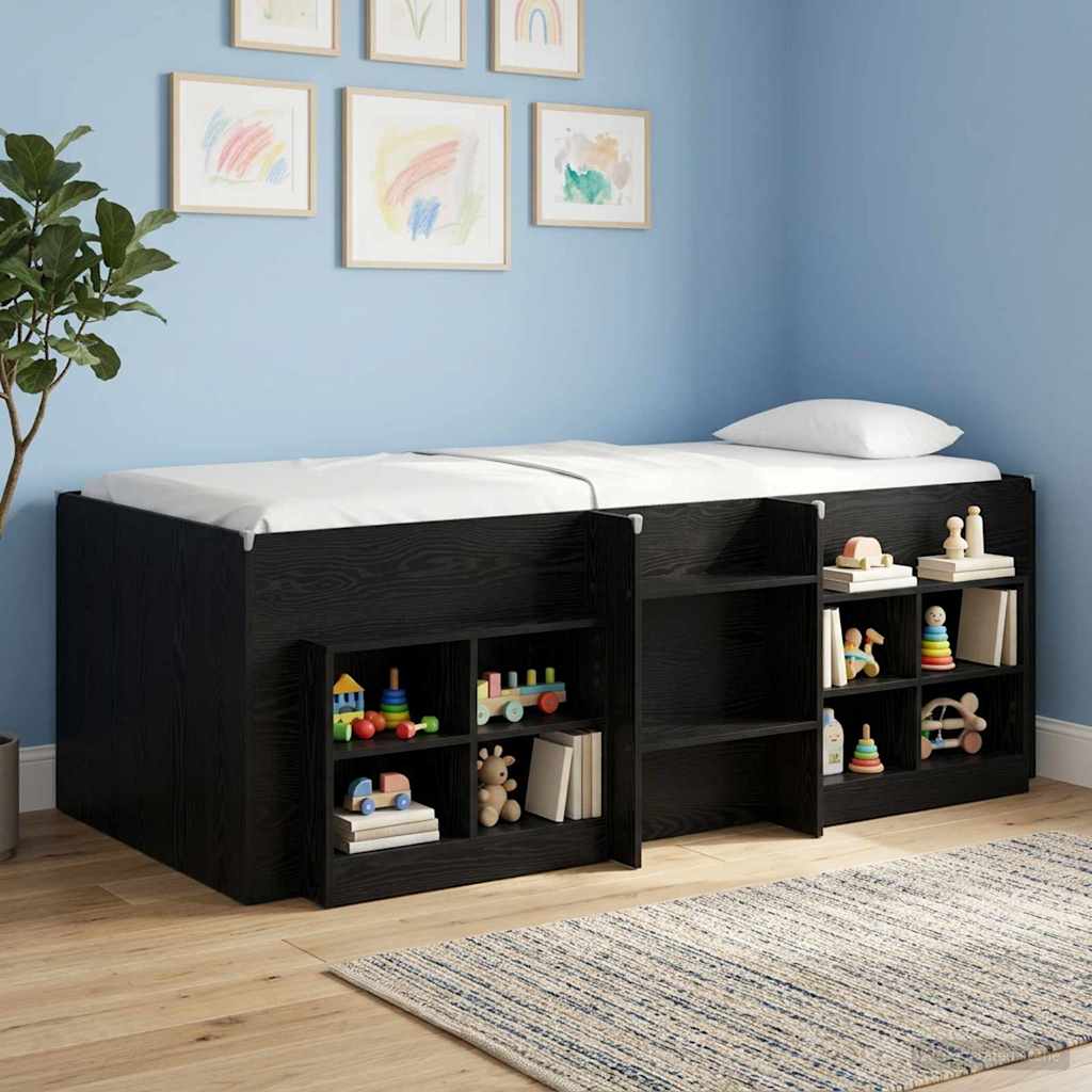 vidaXL Łóżko piętrowe dla dzieci 2 pcs Czarny dąb 193 x 96,1 x 68,5 cm