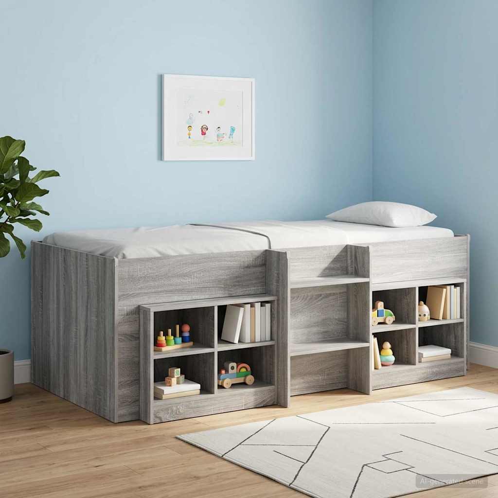 vidaXL Łóżko piętrowe dla dzieci 2 pcs Szary Sonoma