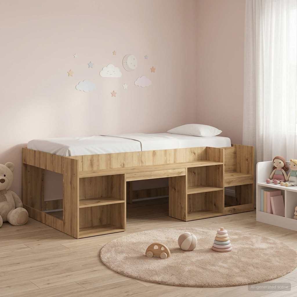 vidaXL Łóżko dziecięce z miejscem do przechowywania Dąb artisan