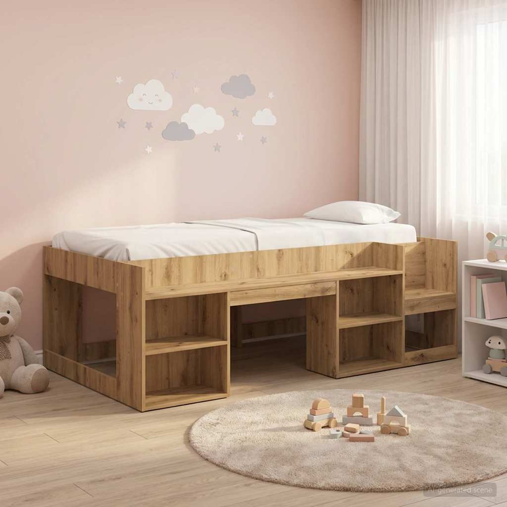 vidaXL Łóżko dziecięce z miejscem do przechowywania Dąb artisan