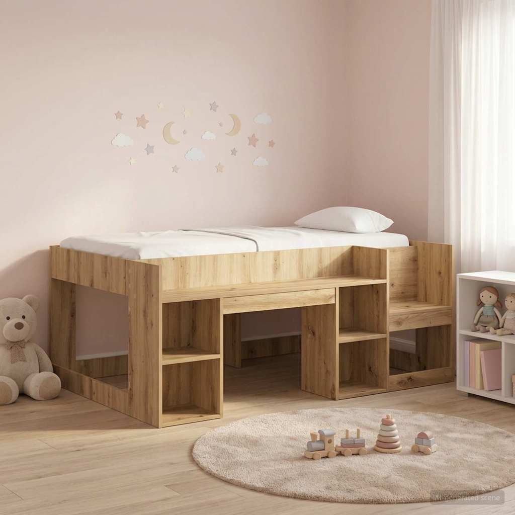 vidaXL Łóżko dziecięce z miejscem do przechowywania Dąb artisan